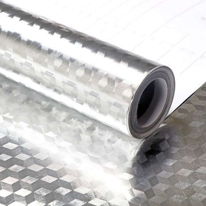 ELECTROPRIME Kitchen Wall Stove Aluminum Foil Oil-proof Stickers Anti-fouling High-temperature Self-adhesive Croppable Wallpaper Wall Sticker, Size:60cmx5m Style: Cube