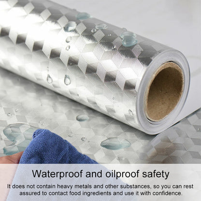 ELECTROPRIME Kitchen Wall Stove Aluminum Foil Oil-proof Stickers Anti-fouling High-temperature Self-adhesive Croppable Wallpaper Wall Sticker, Size:60cmx5m Style: Cube