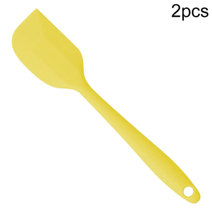 ELECTROPRIME 2 PCS Kitchen Silicone Cream Cake Spatula Mixing Scraper Brush Butter Mixer Brushes Baking Tool Kitchenware(Yellow)