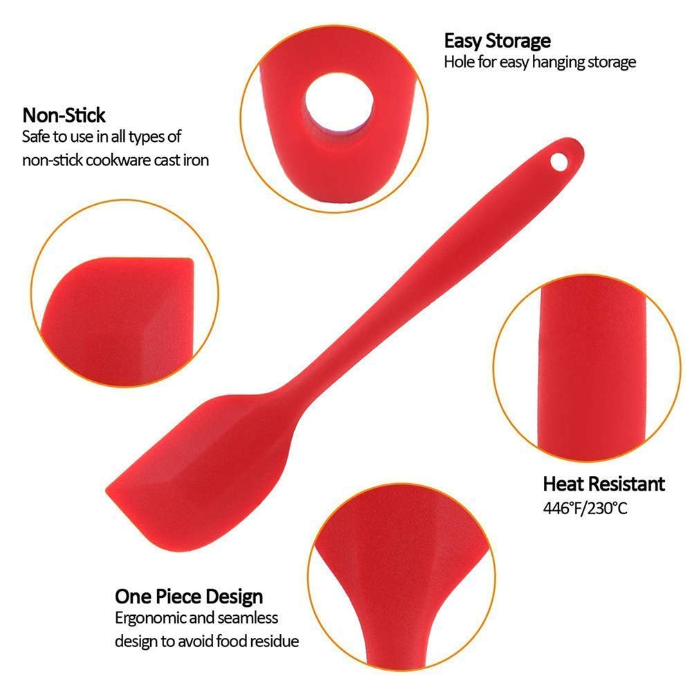 ELECTROPRIME Kitchen Silicone Cream Cake Spatula Mixing Scraper Brush Butter Mixer Brushes Baking Tool Kitchenware(Pink)