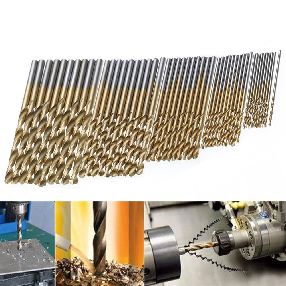 ELECTROPRIME 50 PCS/Set Titanium Coated Drill Bits High Speed Steel Drill Bit Set Power Drilling Tools