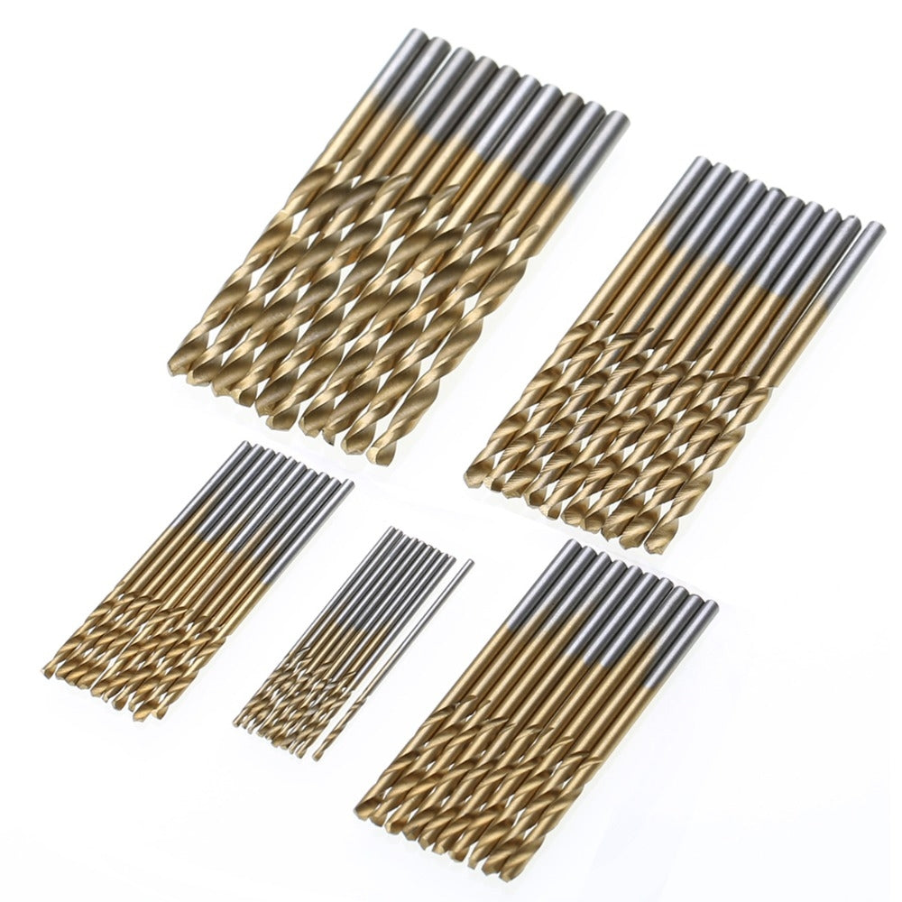 ELECTROPRIME 50 PCS/Set Titanium Coated Drill Bits High Speed Steel Drill Bit Set Power Drilling Tools