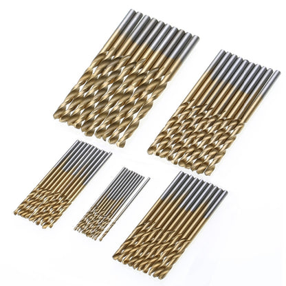 ELECTROPRIME 50 PCS/Set Titanium Coated Drill Bits High Speed Steel Drill Bit Set Power Drilling Tools