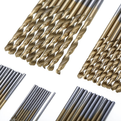ELECTROPRIME 50 PCS/Set Titanium Coated Drill Bits High Speed Steel Drill Bit Set Power Drilling Tools