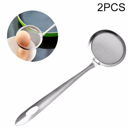 ELECTROPRIME 2 PCS Kitchen Stainless Steel Mesh Skimmer Vegetable Residue Oil Mesh Colander Strainer, Size: 19x7.3x6.2cm(Silver)