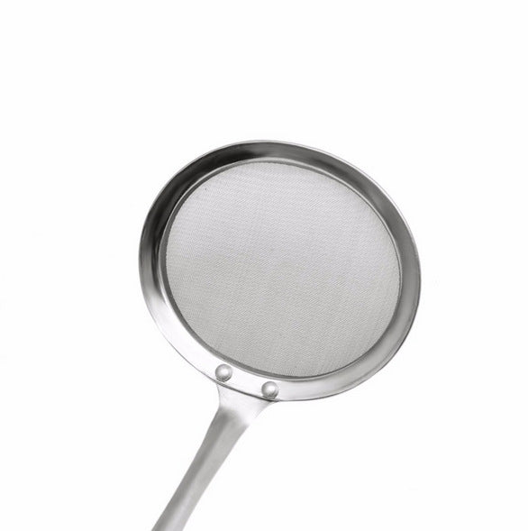 ELECTROPRIME 2 PCS Kitchen Stainless Steel Mesh Skimmer Vegetable Residue Oil Mesh Colander Strainer, Size: 19x7.3x6.2cm(Silver)