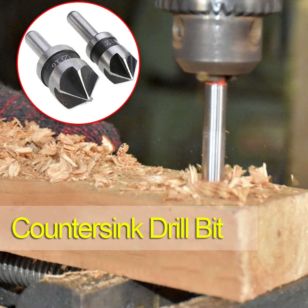 ELECTROPRIME 2 In 1 Round Handle 5 Blade Chamfering Woodworking Countersunk Drill Cone Drill