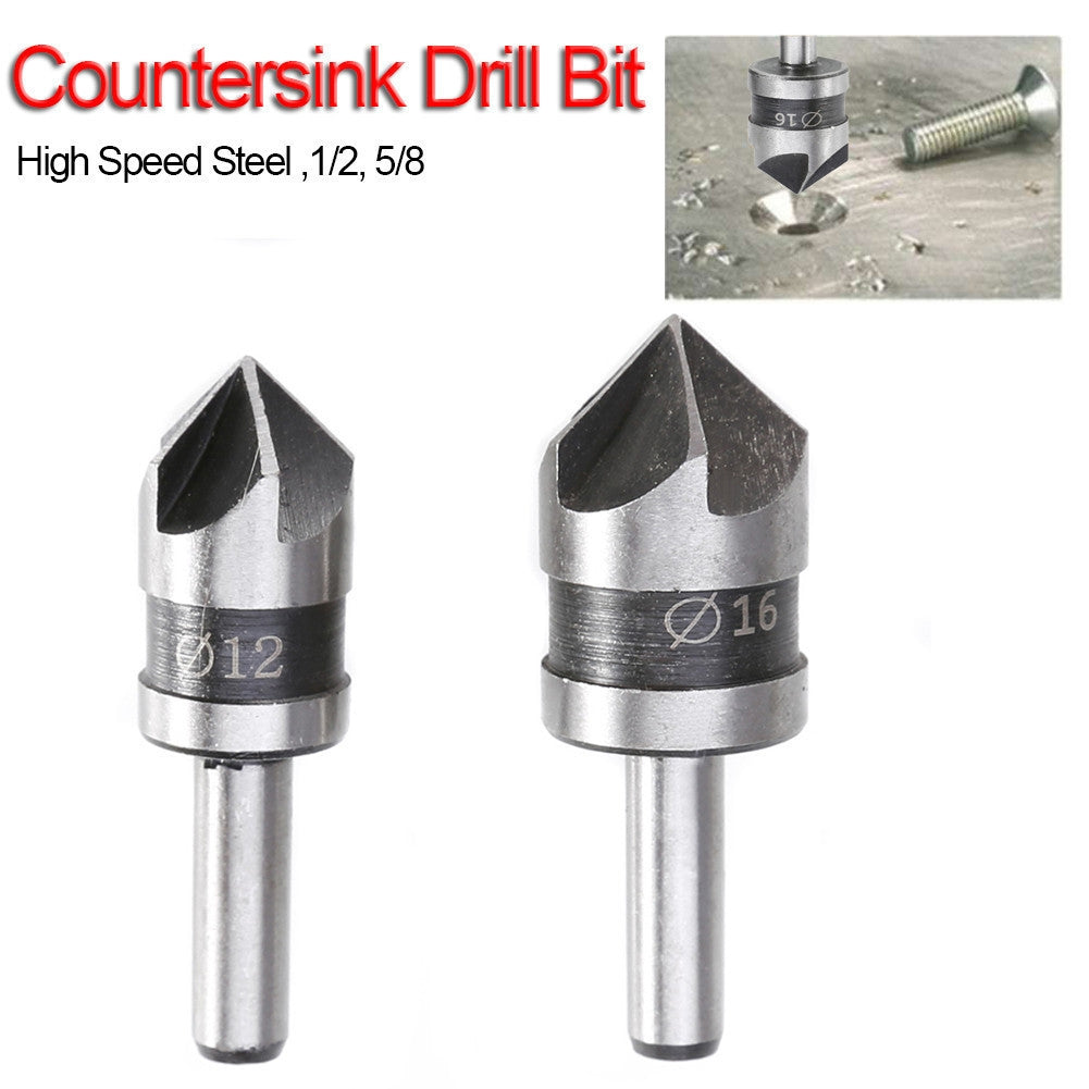 ELECTROPRIME 2 In 1 Round Handle 5 Blade Chamfering Woodworking Countersunk Drill Cone Drill