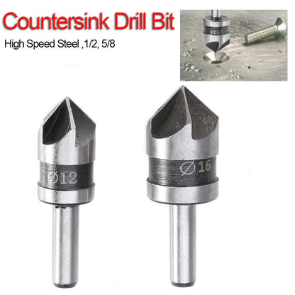 ELECTROPRIME 2 In 1 Round Handle 5 Blade Chamfering Woodworking Countersunk Drill Cone Drill