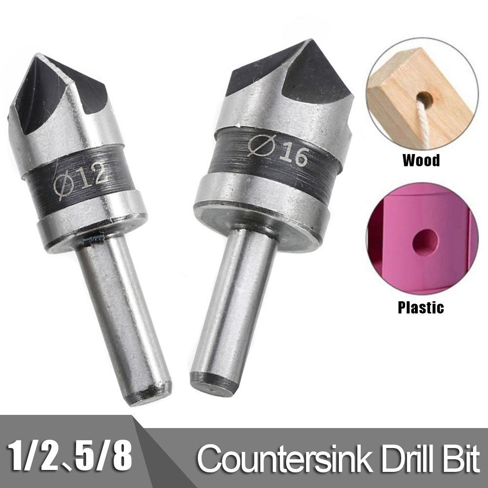 ELECTROPRIME 2 In 1 Round Handle 5 Blade Chamfering Woodworking Countersunk Drill Cone Drill