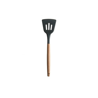 ELECTROPRIME Silicone Wood Handle Spatula Heat-resistant Soup Spoon Non-stick Special Cooking Shovel Kitchen Tools Leak Shovel