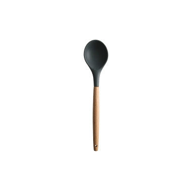 ELECTROPRIME Silicone Wood Handle Spatula Heat-resistant Soup Spoon Non-stick Special Cooking Shovel Kitchen Tools Round Soup Spoon