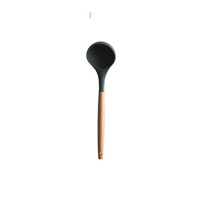 ELECTROPRIME Silicone Wood Handle Spatula Heat-resistant Soup Spoon Non-stick Special Cooking Shovel Kitchen Tools Large Soup Spoon