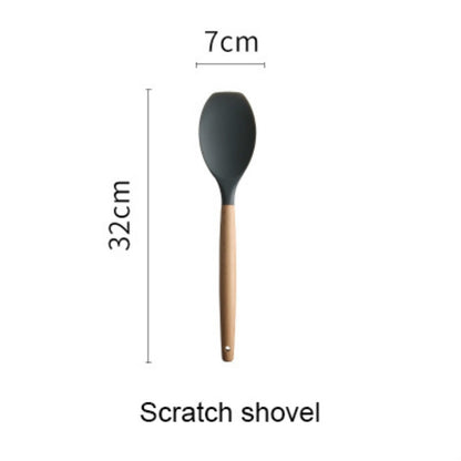 ELECTROPRIME Silicone Wood Handle Spatula Heat-resistant Soup Spoon Non-stick Special Cooking Shovel Kitchen Tools Spatula Shovel