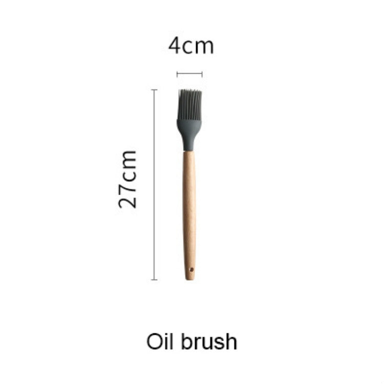 ELECTROPRIME Silicone Wood Handle Spatula Heat-resistant Soup Spoon Non-stick Special Cooking Shovel Kitchen Tools Oil Brush