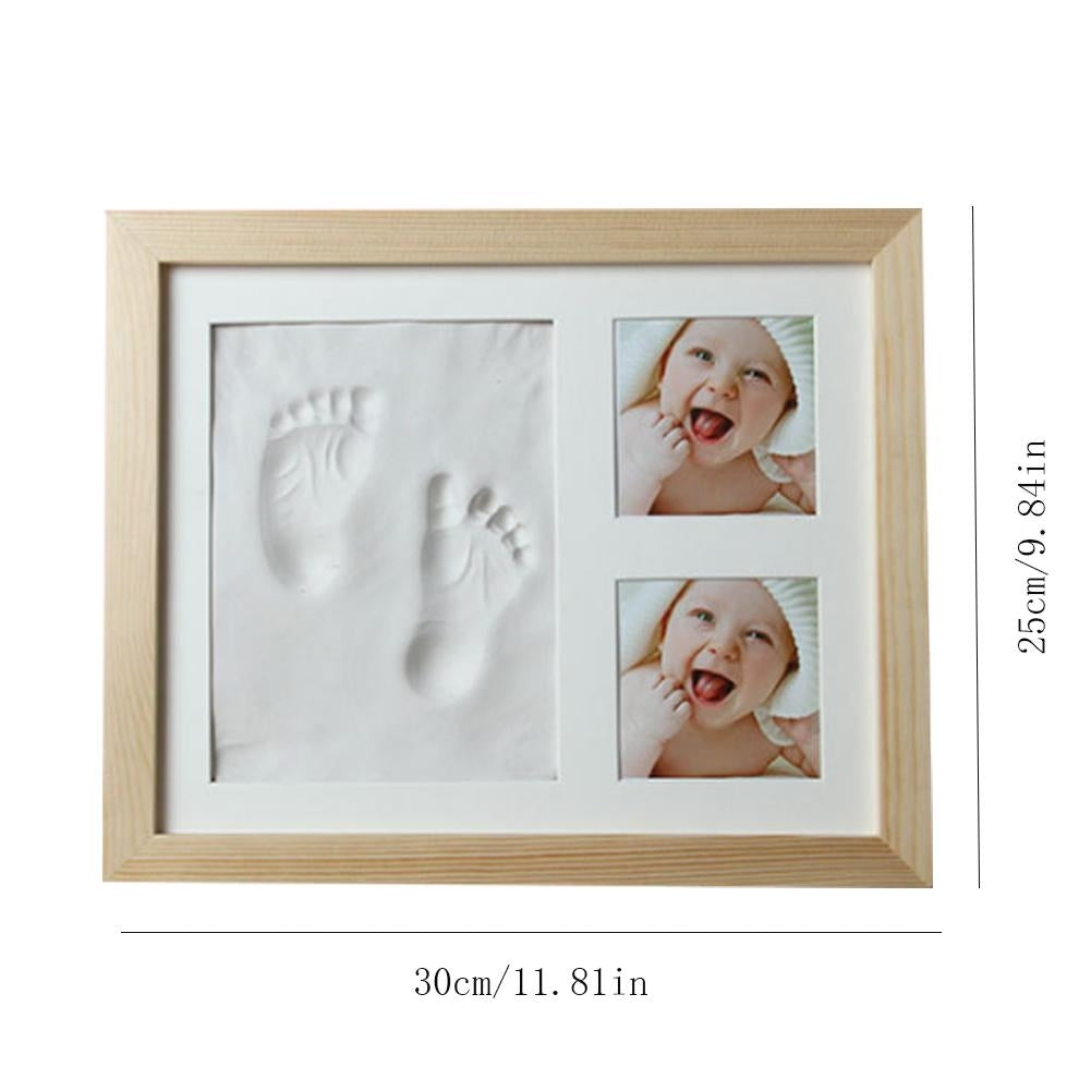 ELECTROPRIME Baby Hand Foot Print Mold Maker Solid Wooden Photo Frame With Cover Fingerprint Mud Set(Pink)