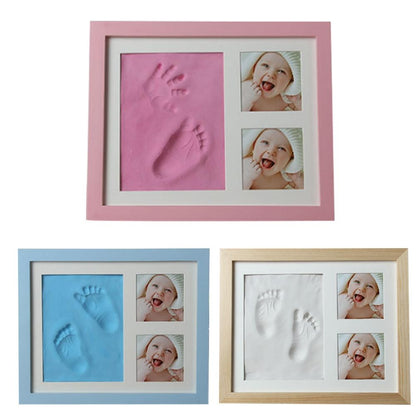 ELECTROPRIME Baby Hand Foot Print Mold Maker Solid Wooden Photo Frame With Cover Fingerprint Mud Set(Pink)