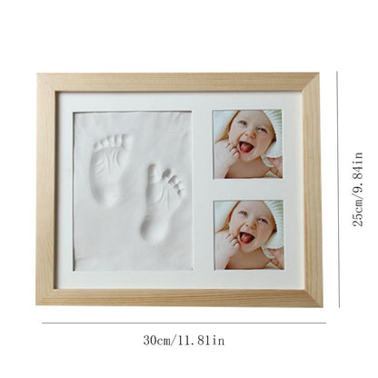 ELECTROPRIME Baby Hand Foot Print Mold Maker Solid Wooden Photo Frame With Cover Fingerprint Mud Set(Blue)