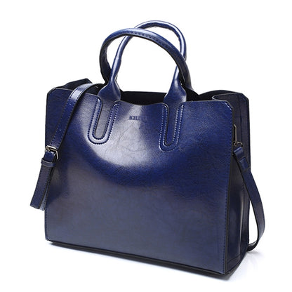 ELECTROPRIME Leather Handbags Big Women Bag Casual Female Bags Trunk Tote Shoulder Bag Ladies Large Bolsos, Color:Blue