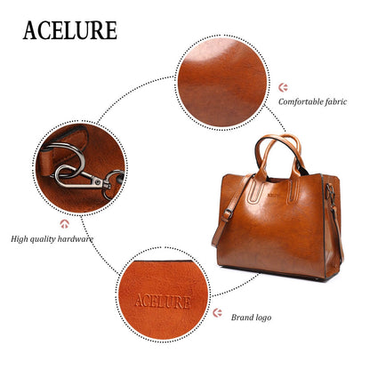 ELECTROPRIME Leather Handbags Big Women Bag Casual Female Bags Trunk Tote Shoulder Bag Ladies Large Bolsos, Color:Blue