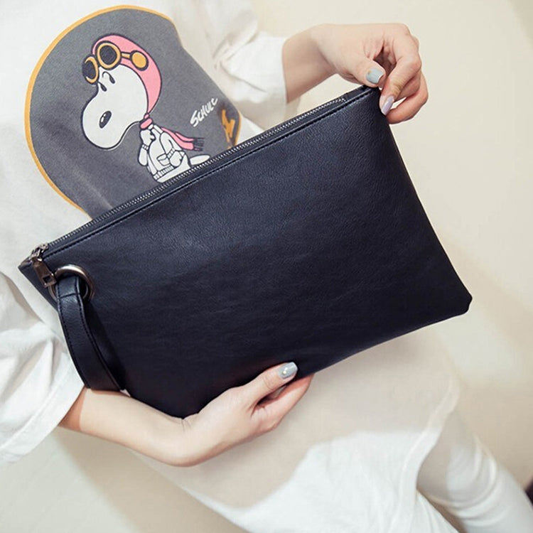 ELECTROPRIME Simple Retro Ladies Handbag Fashion Large Capacity Clutch Bag Zipper Envelope Bag(Black)