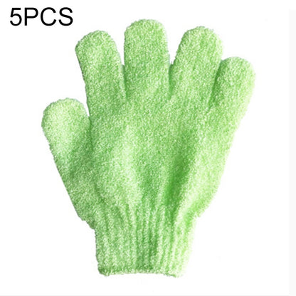 ELECTROPRIME 5 PCS Shower Bath Gloves Exfoliating Spa Massage Scrub Body Glove(Green)