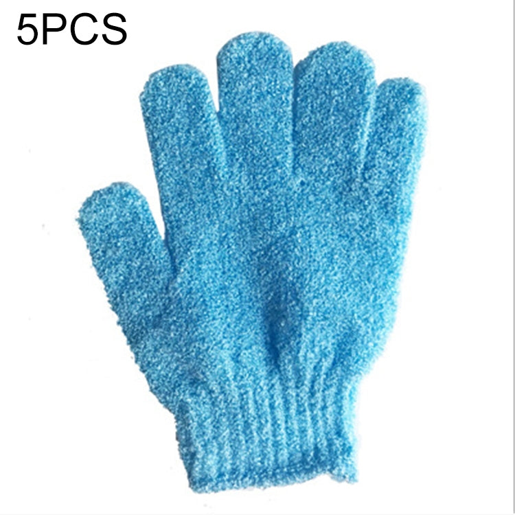 ELECTROPRIME 5 PCS Shower Bath Gloves Exfoliating Spa Massage Scrub Body Glove(Blue)