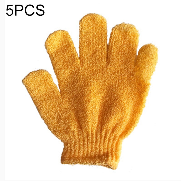 ELECTROPRIME 5 PCS Shower Bath Gloves Exfoliating Spa Massage Scrub Body Glove(Orange)