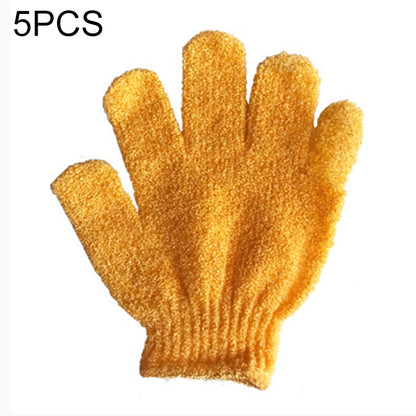 ELECTROPRIME 5 PCS Shower Bath Gloves Exfoliating Spa Massage Scrub Body Glove(Orange)