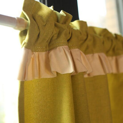 ELECTROPRIME Short Fringed Half Curtain, Size:146x75cm(Yellow)