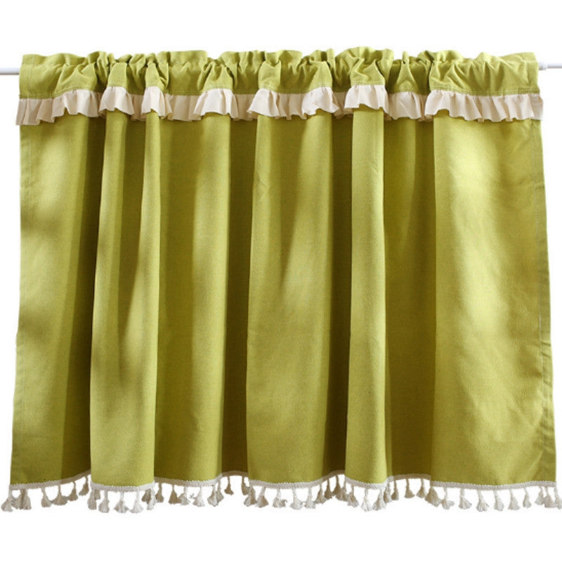 ELECTROPRIME Short Fringed Half Curtain, Size:146x75cm(Yellow)