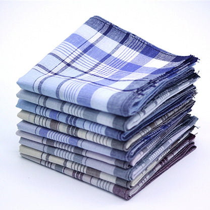 ELECTROPRIME Multicolor Plaid Stripe Men Pocket Squares Business Chest Towel Handkerchiefs  100% Cotton(Random Color)