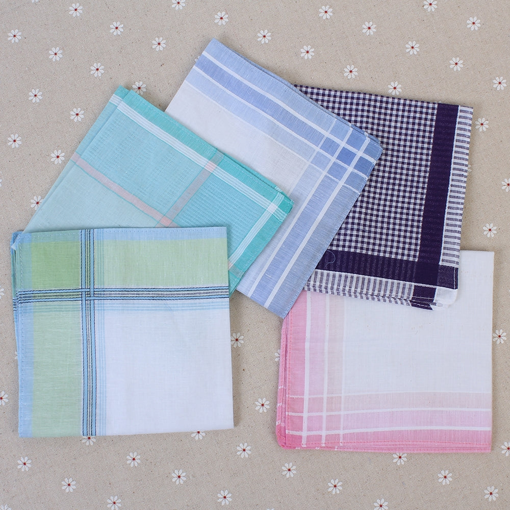 ELECTROPRIME Multicolor Plaid Stripe Men Pocket Squares Business Chest Towel Handkerchiefs  100% Cotton(Random Color)