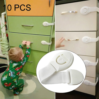 ELECTROPRIME 10 PCS/Lot Child Lock Protection Of Children Locking Doors For Children Safety Kids Plastic Lock(White)