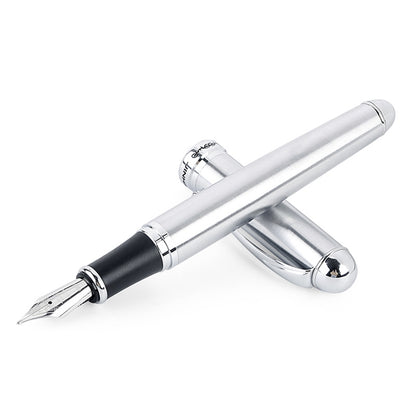 ELECTROPRIME X750 Stationery Stainless Steel Fountain Pen Medium Nib Ink Pens School Oiifice Gift, Nib Size:0.5mm(Silver)