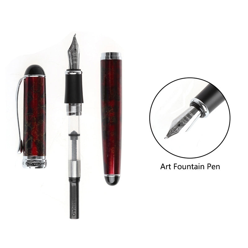 ELECTROPRIME X750 Stationery Stainless Steel Fountain Pen Medium Nib Ink Pens School Oiifice Gift, Nib Size:0.5mm(Silver)