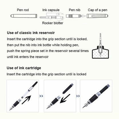 ELECTROPRIME X750 Stationery Stainless Steel Fountain Pen Medium Nib Ink Pens School Oiifice Gift, Nib Size:0.5mm(Matte Black)