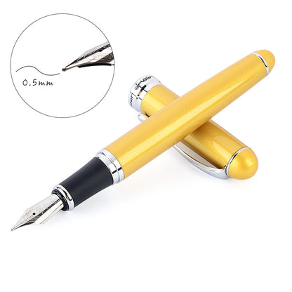ELECTROPRIME X750 Stationery Stainless Steel Fountain Pen Medium Nib Ink Pens School Oiifice Gift, Nib Size:0.5mm(Gold)