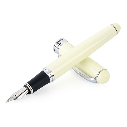 ELECTROPRIME X750 Stationery Stainless Steel Fountain Pen Medium Nib Ink Pens School Oiifice Gift, Nib Size:1.1mm(Ivory)
