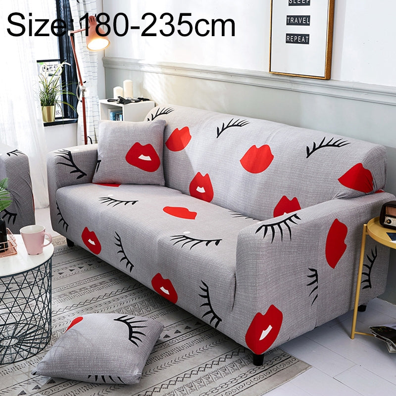 ELECTROPRIME Sofa Covers all-inclusive Slip-resistant Sectional Elastic Full Couch Cover Sofa Cover and Pillow Case, Specification:Three Seat + 2 pcs Pillow Case(Red Lip)