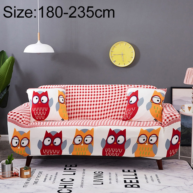 ELECTROPRIME Sofa Covers all-inclusive Slip-resistant Sectional Elastic Full Couch Cover Sofa Cover and Pillow Case, Specification:Three Seat + 2 pcs Pillow Case(Owl)
