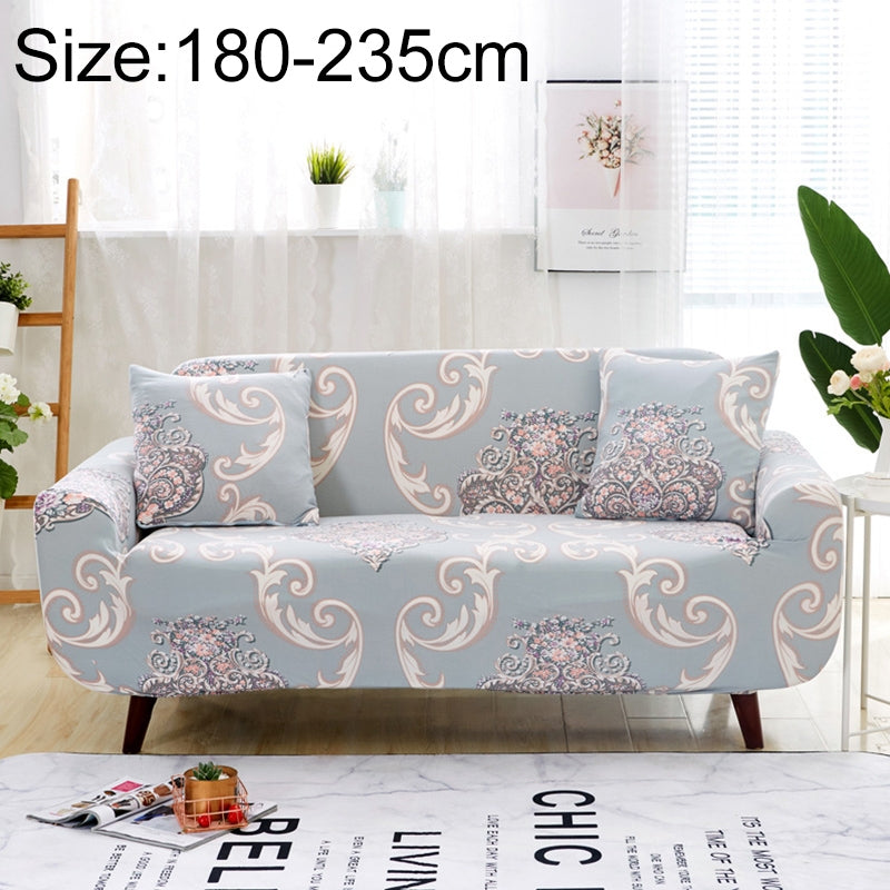 ELECTROPRIME Sofa Covers all-inclusive Slip-resistant Sectional Elastic Full Couch Cover Sofa Cover and Pillow Case, Specification:Three Seat + 2 pcs Pillow Case(Grey European Flower)