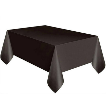 ELECTROPRIME Disposable Plastic Tablecloth Solid Color Wedding Birthday Party Table Cover Rectangle Desk Cloth Wipe Covers(black)