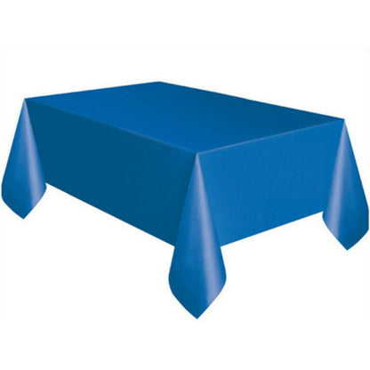 ELECTROPRIME Disposable Plastic Tablecloth Solid Color Wedding Birthday Party Table Cover Rectangle Desk Cloth Wipe Covers(blue)