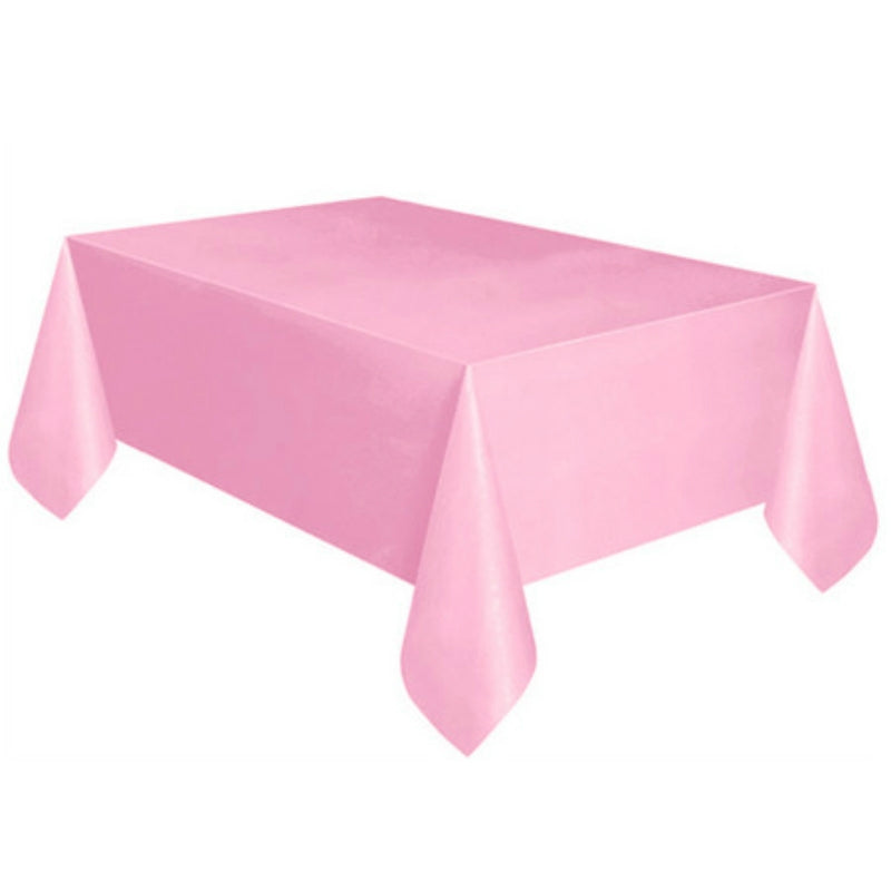 ELECTROPRIME Disposable Plastic Tablecloth Solid Color Wedding Birthday Party Table Cover Rectangle Desk Cloth Wipe Covers(pink)