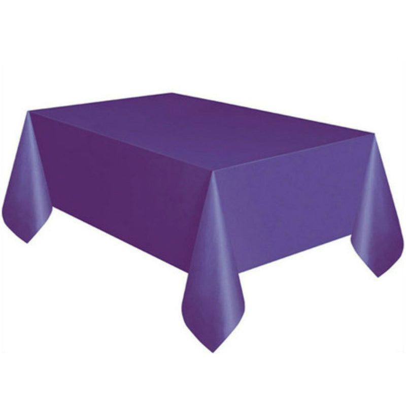 ELECTROPRIME Disposable Plastic Tablecloth Solid Color Wedding Birthday Party Table Cover Rectangle Desk Cloth Wipe Covers(purple)
