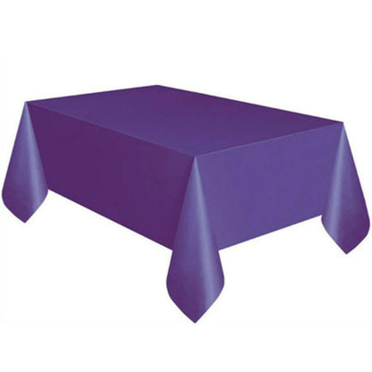 ELECTROPRIME Disposable Plastic Tablecloth Solid Color Wedding Birthday Party Table Cover Rectangle Desk Cloth Wipe Covers(purple)