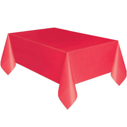 ELECTROPRIME Disposable Plastic Tablecloth Solid Color Wedding Birthday Party Table Cover Rectangle Desk Cloth Wipe Covers(red)