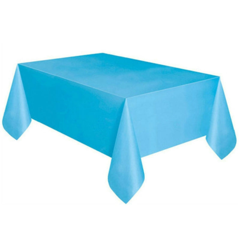 ELECTROPRIME Disposable Plastic Tablecloth Solid Color Wedding Birthday Party Table Cover Rectangle Desk Cloth Wipe Covers(sky blue)