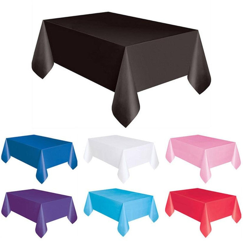 ELECTROPRIME Disposable Plastic Tablecloth Solid Color Wedding Birthday Party Table Cover Rectangle Desk Cloth Wipe Covers(sky blue)